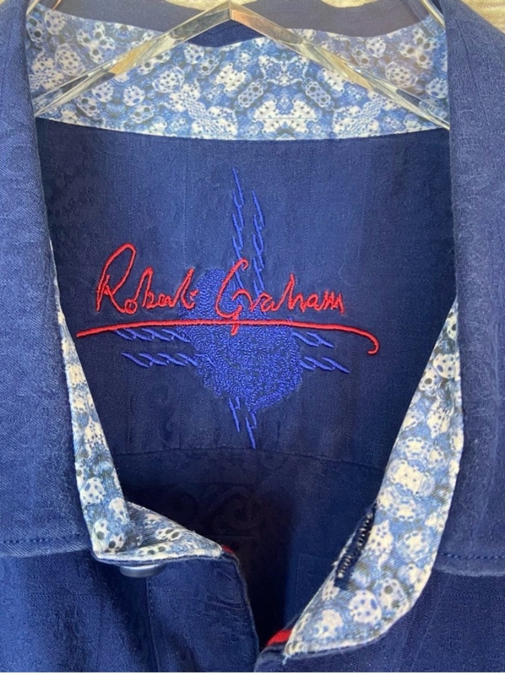 Robert Graham Shirt blue damask with cuff print, price is firm